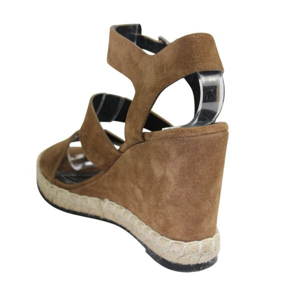 Balenciaga Noisette Jute Rope Track Three Strap Suede Espadrille Wedge Sandal - Picture 4 of 11